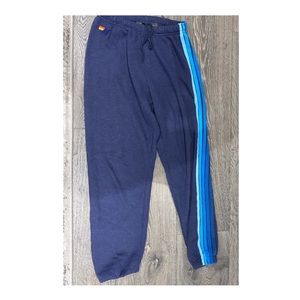 Aviator Nation Women’s Blue 5 Stripe Sweatpants~ Size Large